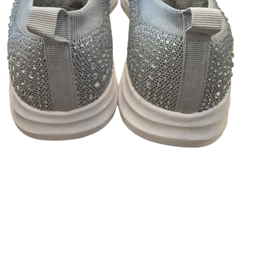New Lauren Lorraine Carmi Glittering Silver Rhinestone Slip-On Sneakers 10 - Picture 5 of 6